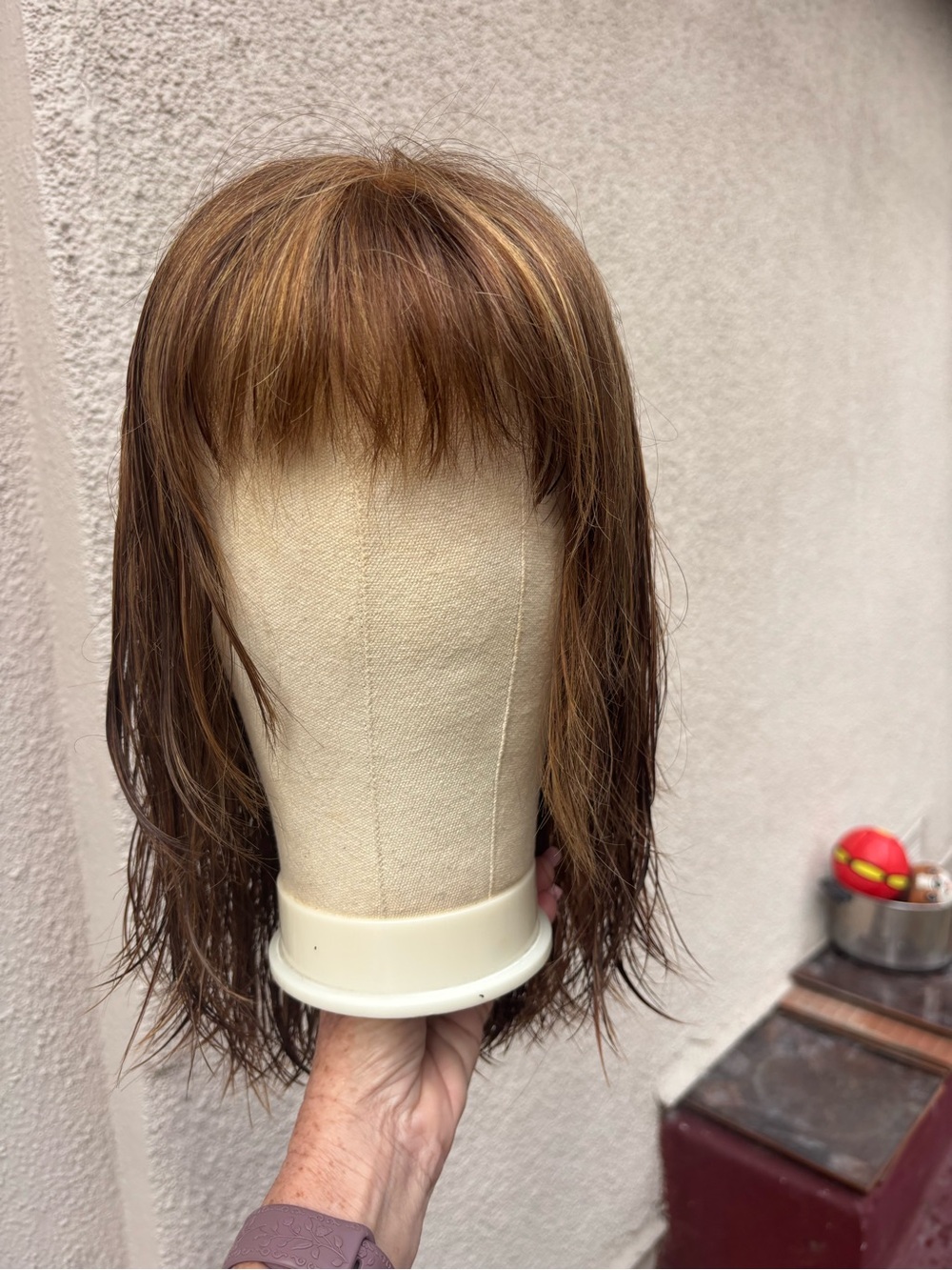 Wig pro Remy human hair  wig  mono top Adele pre owned brown red copper